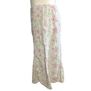 2/$30 Christopher Banks Skirt Women 16 Zip Elastic Waist Paisley Pink Cream Blac